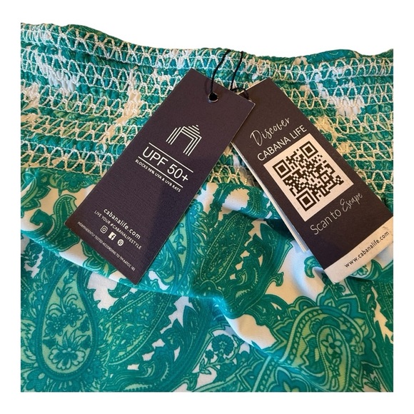 Cabana Life UPF 50 Women's Off-Shoulder Turquoise Resort Mini Dress Beach Cruise - Picture 7 of 16